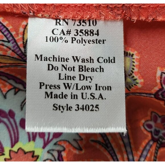 Uncle Frank Bell‎ Sleeve Tunic Top Size Med Paisley Coral Color - Picture 5 of 7